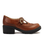Leather T-Bar Brogue Shoes