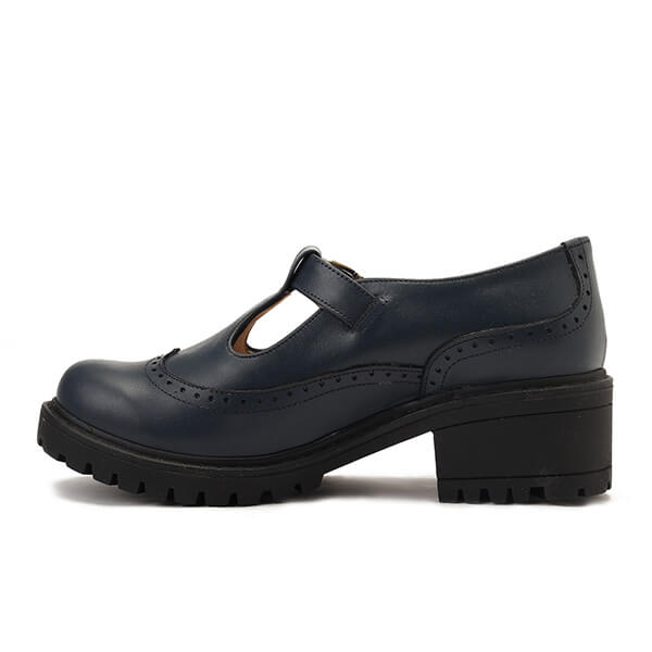 Leather T-Bar Brogue Shoes