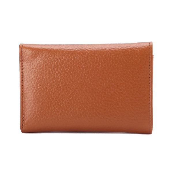 محفظة جلدية بإغلاق بأزرار معدنية