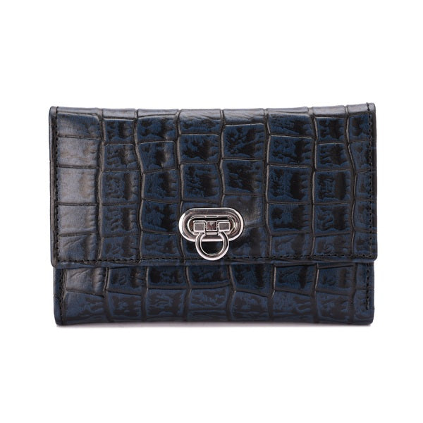 Metal Button Closure Leather Wallet