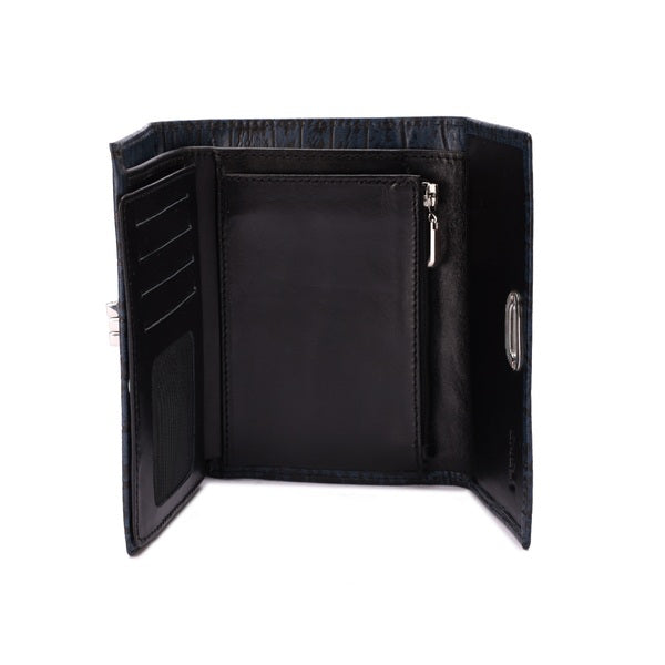 Metal Button Closure Leather Wallet