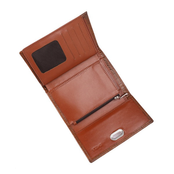 محفظة جلدية بإغلاق بأزرار معدنية