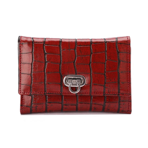 Metal Button Closure Leather Wallet