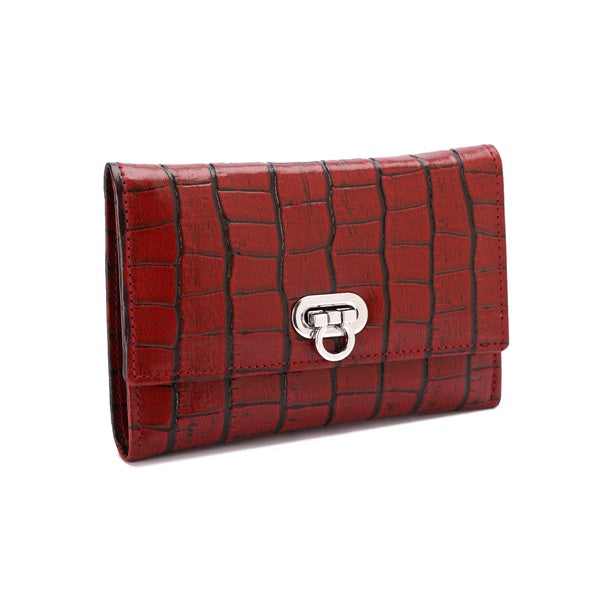 Metal Button Closure Leather Wallet