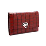 Metal Button Closure Leather Wallet