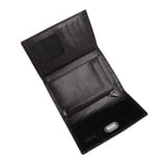 محفظة جلدية بإغلاق بأزرار معدنية