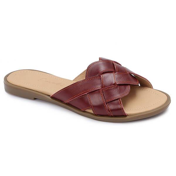 Strapped Braided Leather Slippers