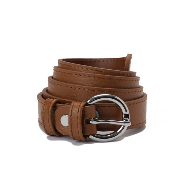 Round-Buckle Silver Belt