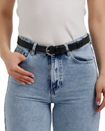 Round-Buckle Silver Belt