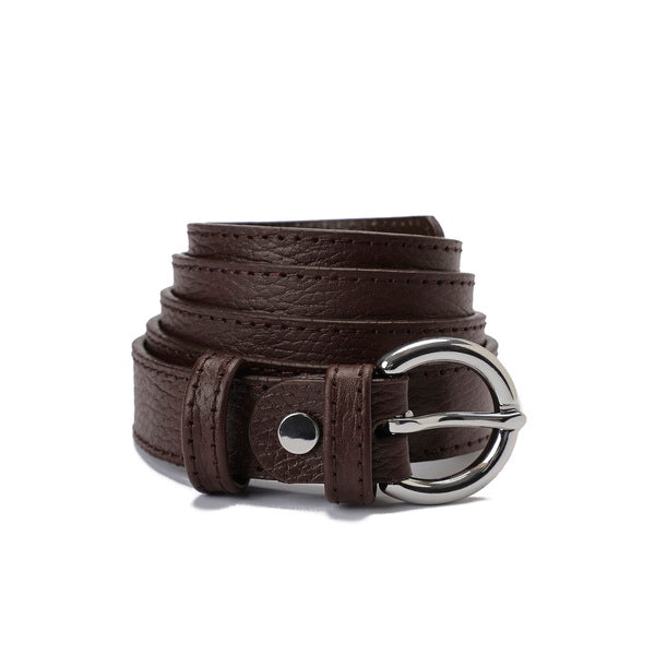 Round-Buckle Silver Belt