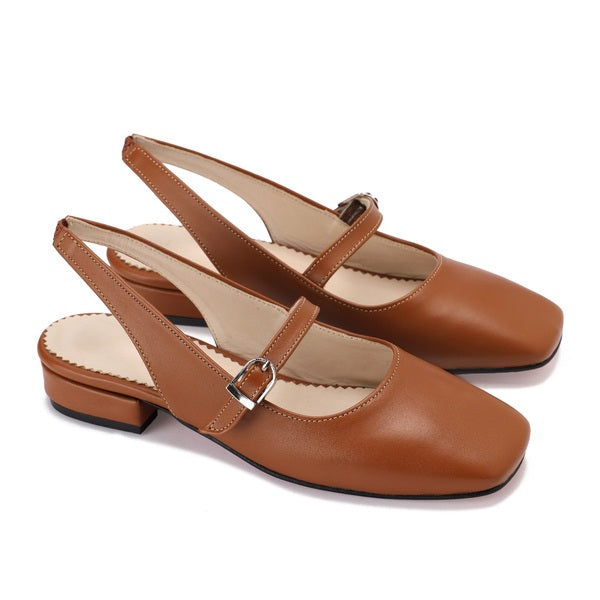 Square-Toe Slingback Flats