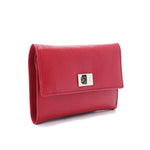 Metal Button Closure Leather Wallet