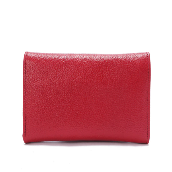 Metal Button Closure Leather Wallet