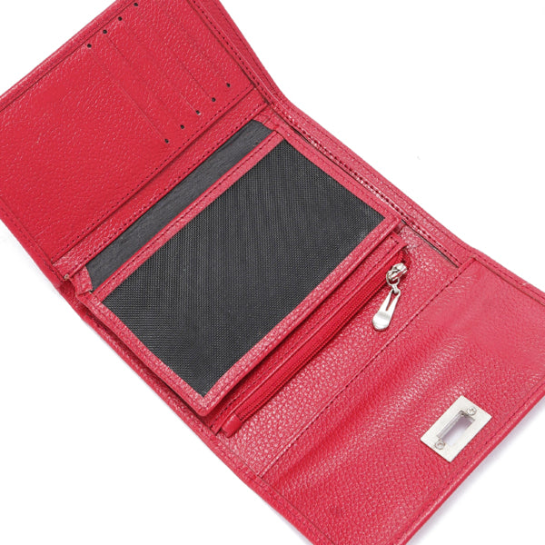 Metal Button Closure Leather Wallet