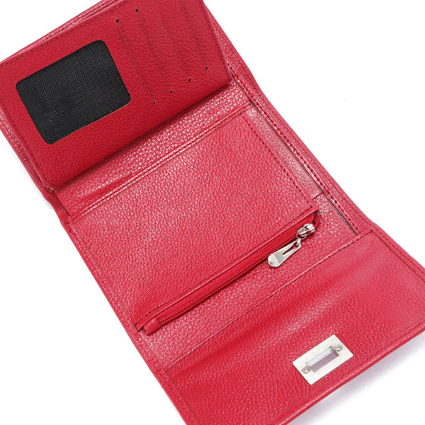 Metal Button Closure Leather Wallet