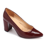 Leather Block Heel Pumps