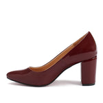 Leather Block Heel Pumps