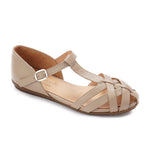 صندل صيفي جلدي مغلق من الأمام