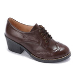 Oxfords Laced Up High Heeled Leather Shoes