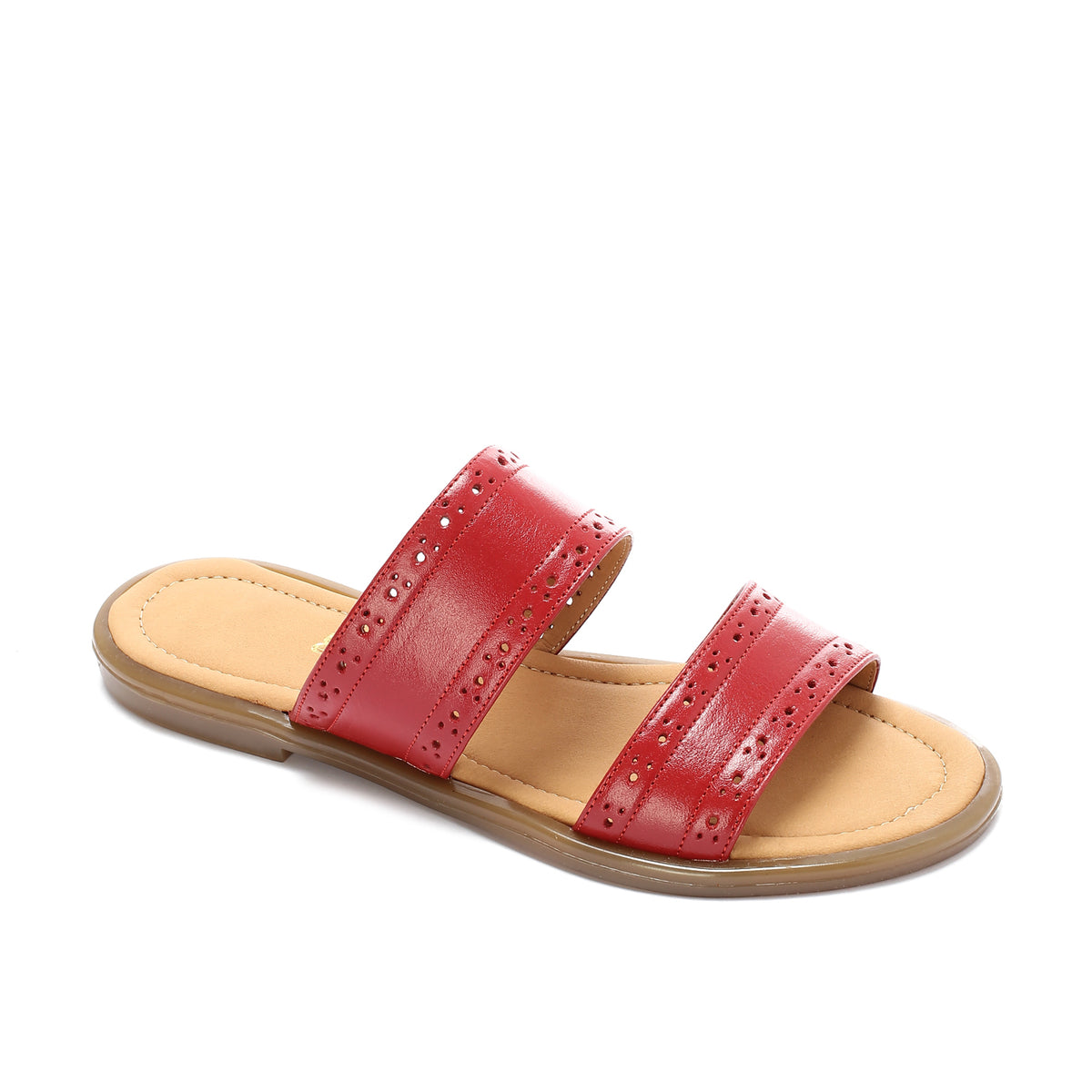 Double-Strapped Leather Slippers