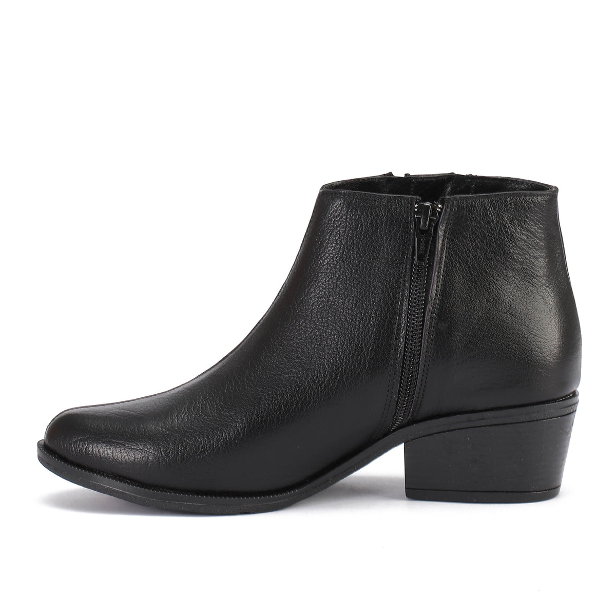 Leather Ankle Boots with Double Zippers