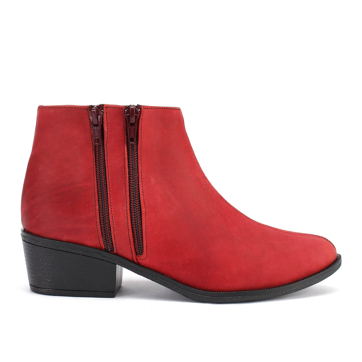 Leather Ankle Boots with Double Zippers