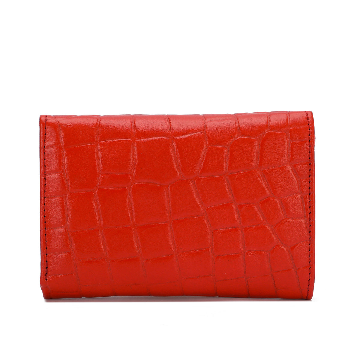 Metal Button Closure Leather Wallet