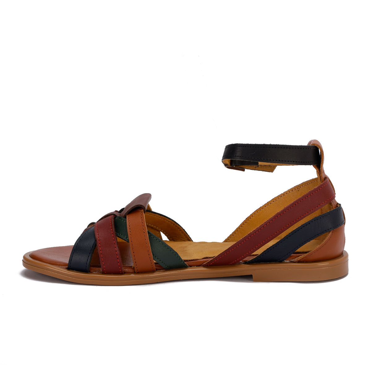 Multi-Strap Multi-Colored Leather Sandals