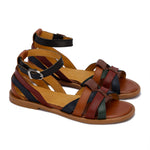 Multi-Strap Multi-Colored Leather Sandals