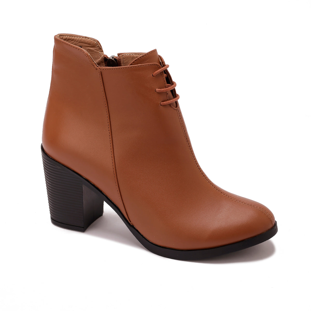 Leather High Heeled Laced Boots