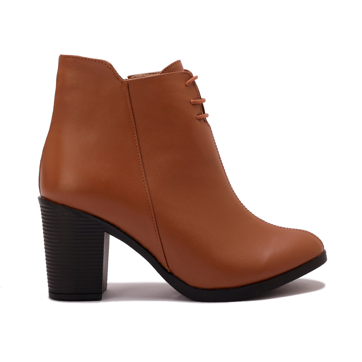 Leather High Heeled Laced Boots