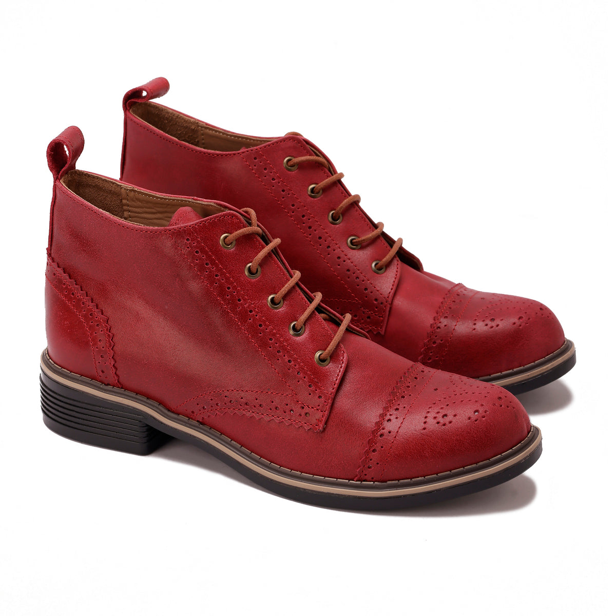 Brogue Ankle Leather Boots