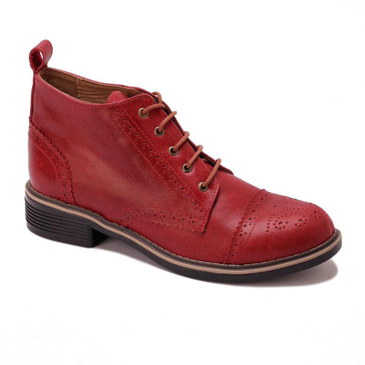 Brogue Ankle Leather Boots