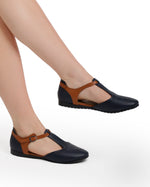 Closed Leather Ankle-Strap Sandals with Unique Front Design
