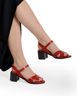 Crisscross Heeled Leather Sandals