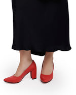 Leather Block Heel Pumps