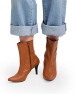 Pointed-Toe Leather Ankle Boots