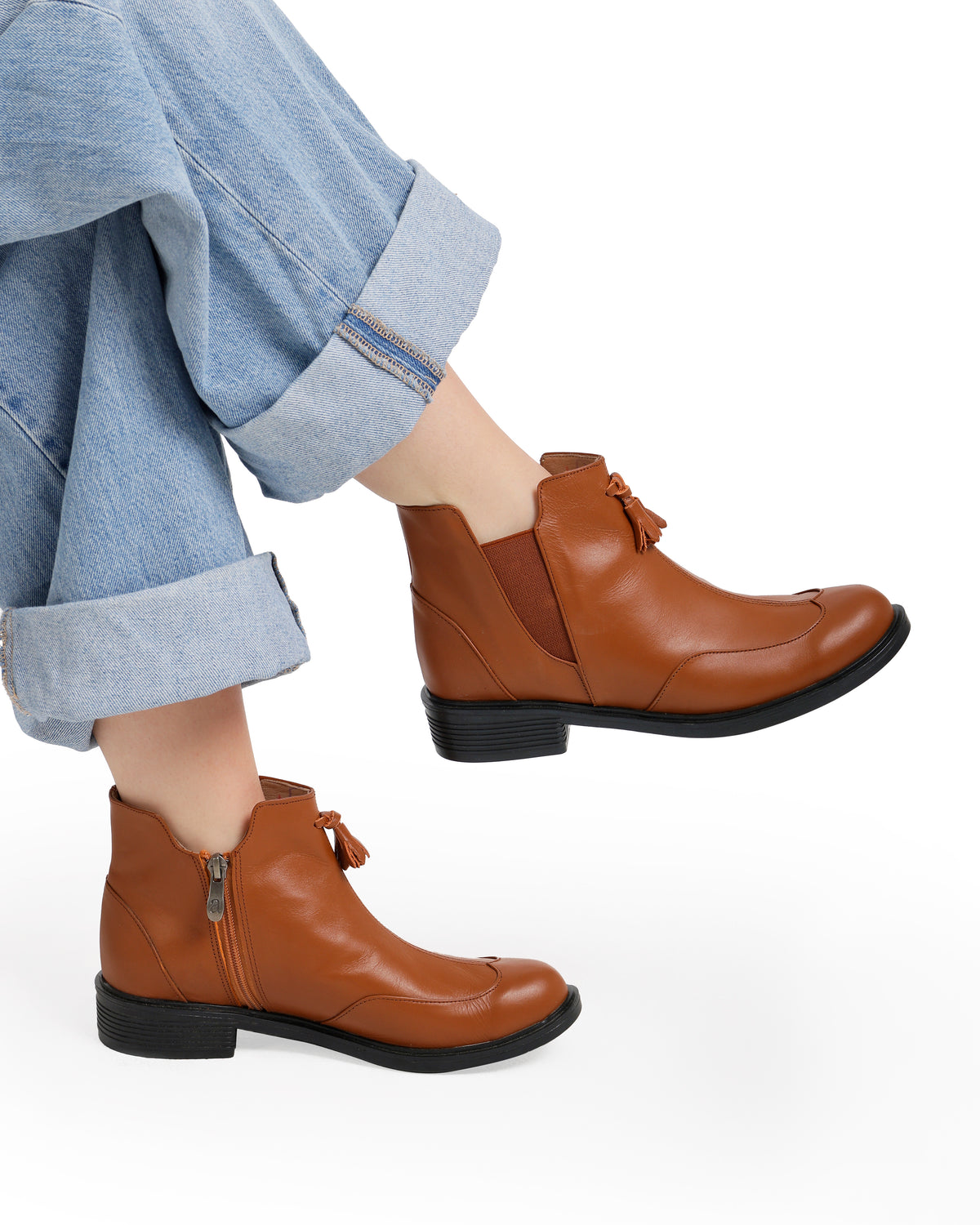 Tassel Ankle Leather Boots