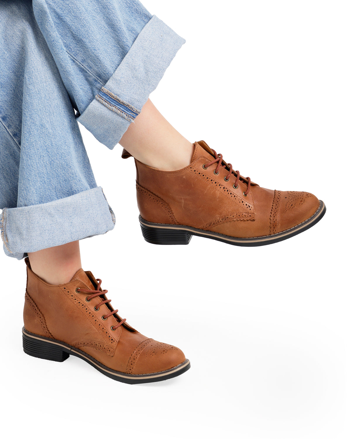 Brogue Ankle Leather Boots