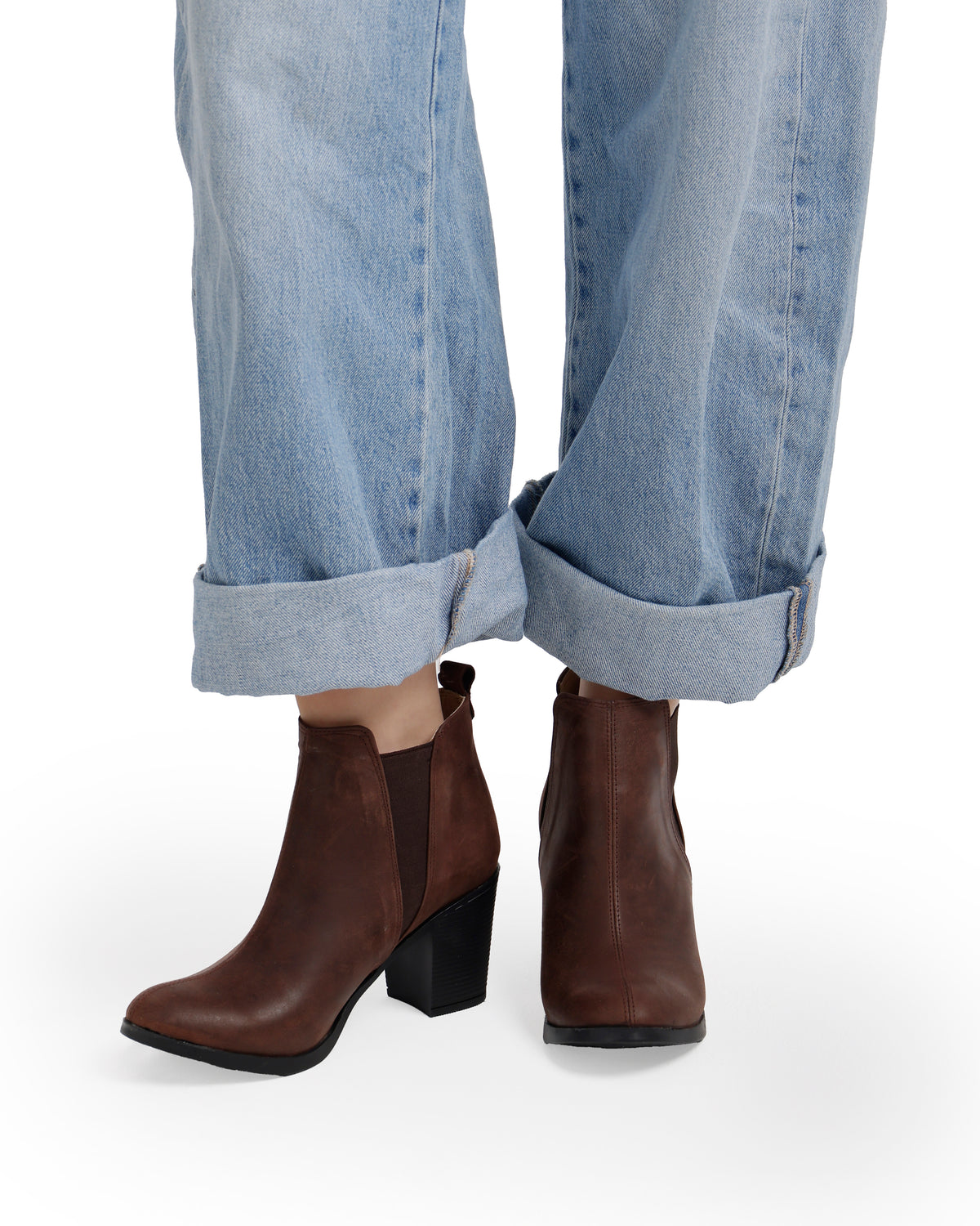 Leather High Heeled Half Boots