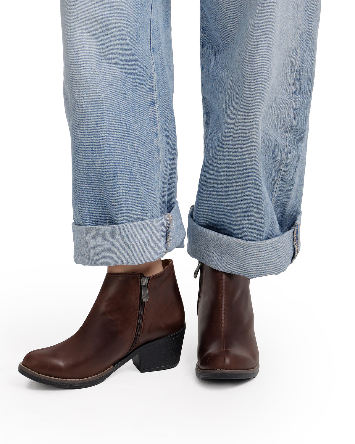 Leather Ankle Boots with Block Heel