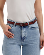 Round-Buckle Silver Belt