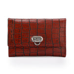 Metal Button Closure Leather Wallet