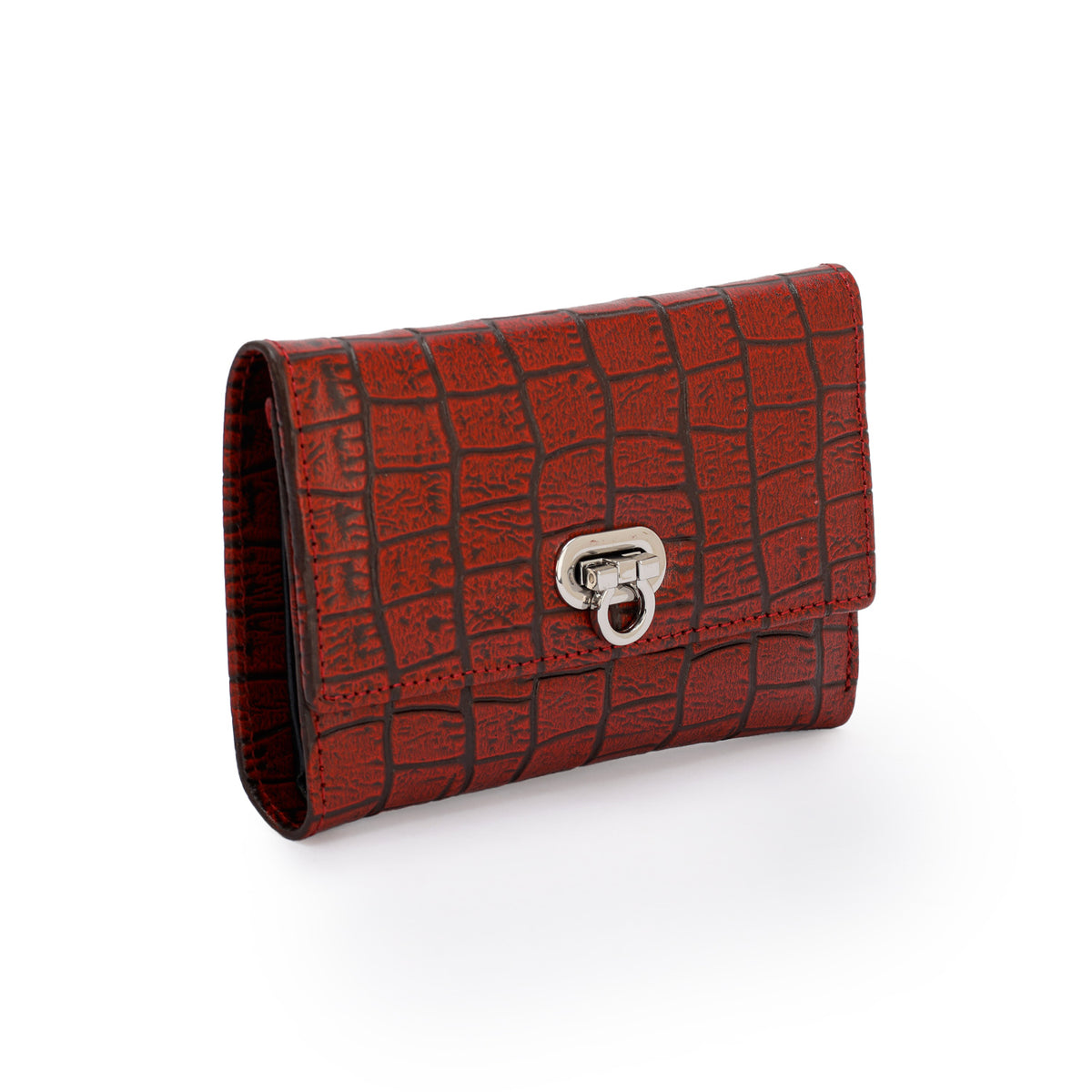 Metal Button Closure Leather Wallet