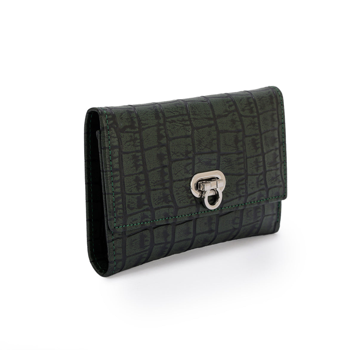 Metal Button Closure Leather Wallet