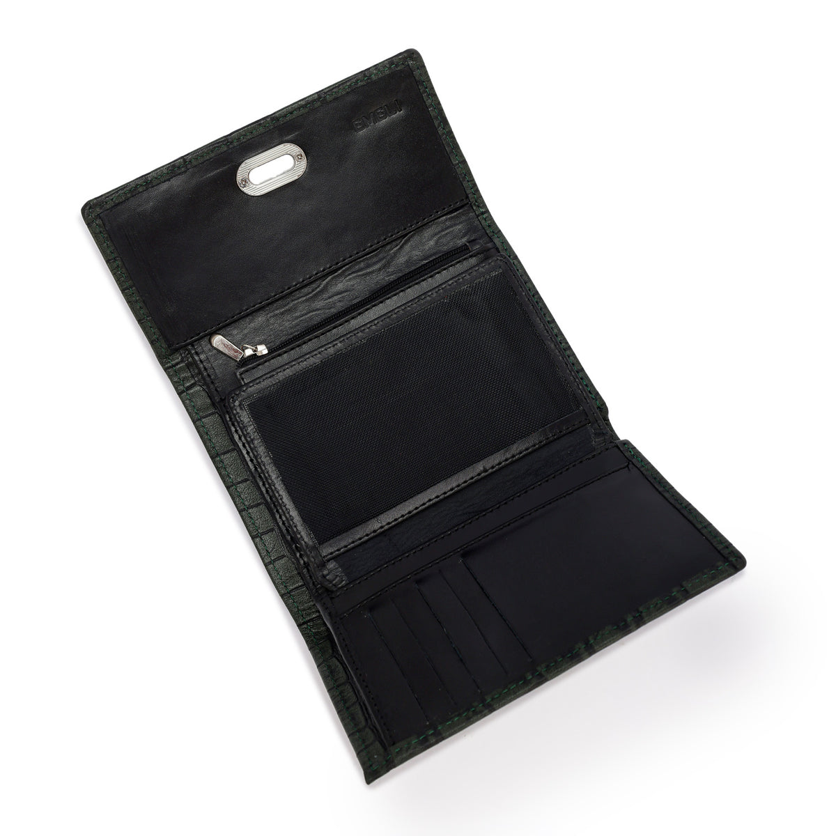 Metal Button Closure Leather Wallet