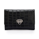 Metal Button Closure Leather Wallet
