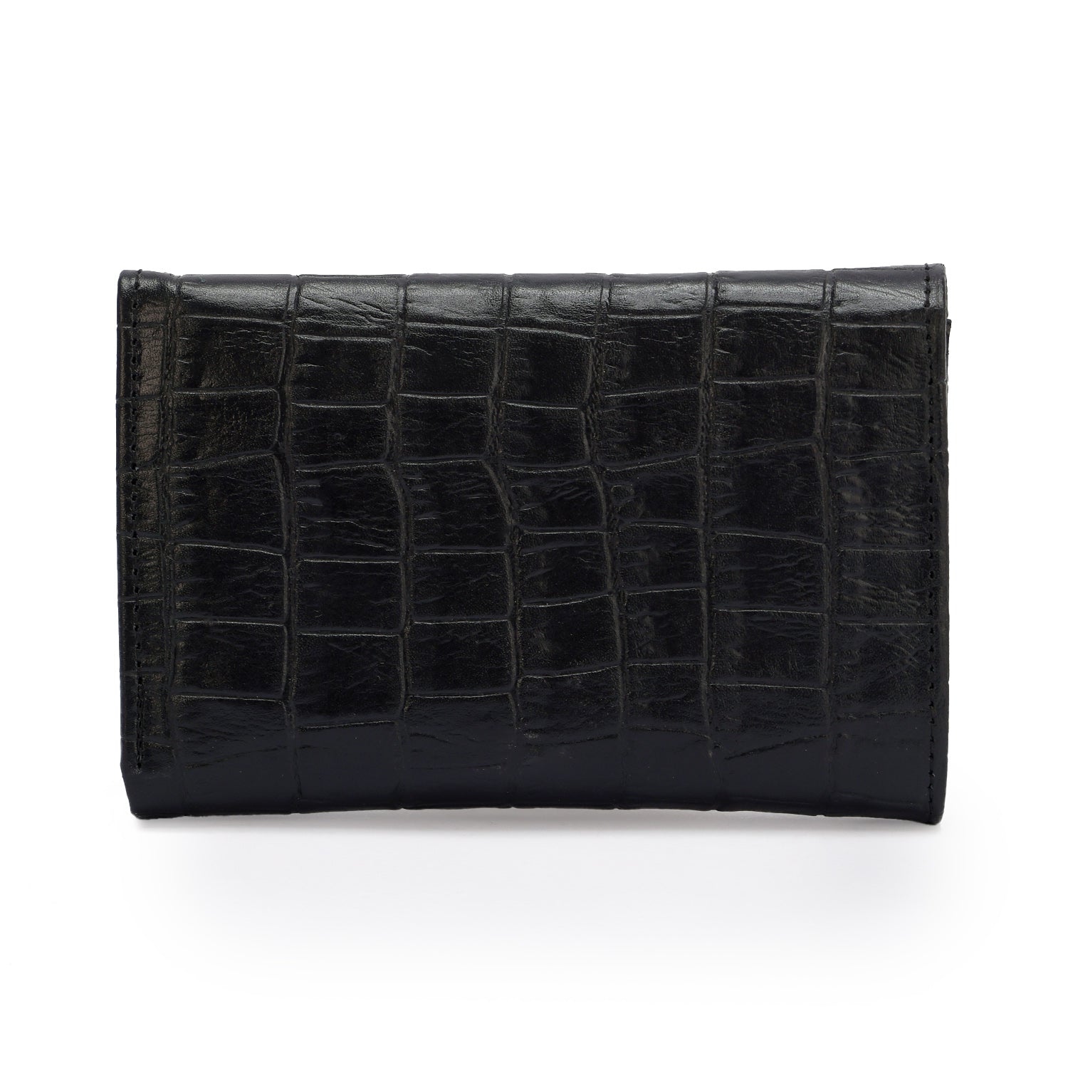 Metal Button Closure Leather Wallet