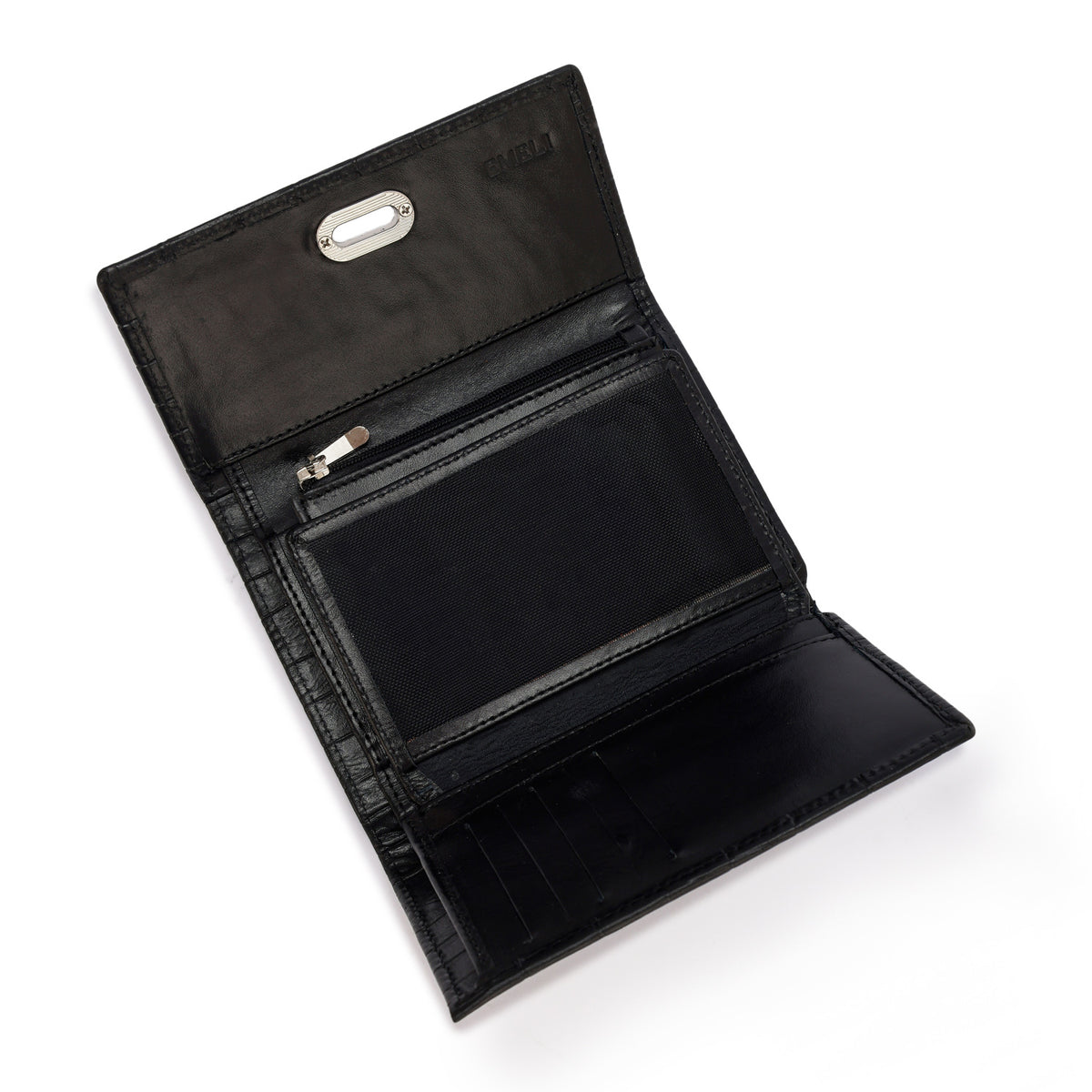 Metal Button Closure Leather Wallet