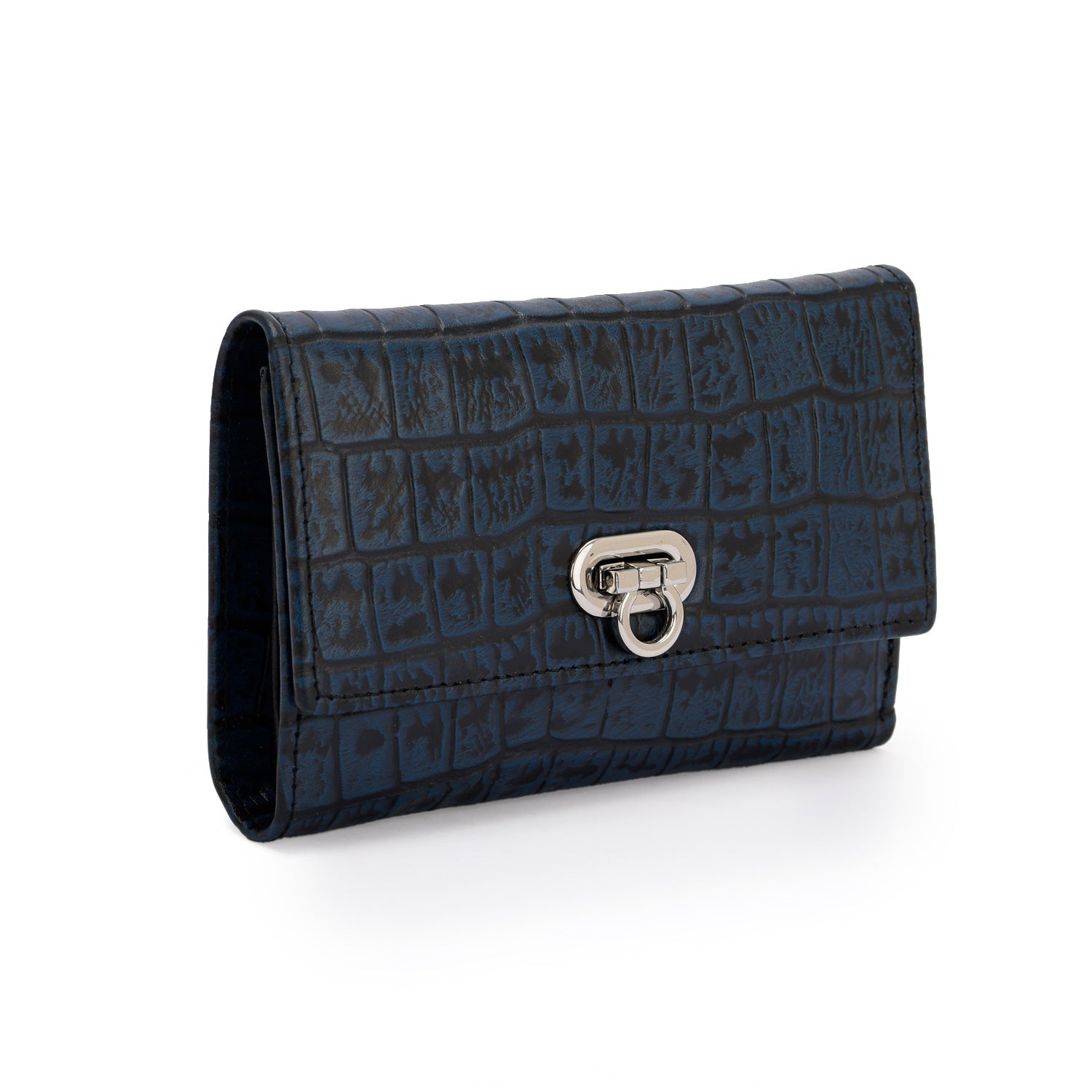 Metal Button Closure Leather Wallet